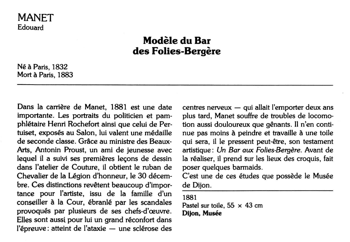 Prévisualisation du document MANET Edouard : Modèle du Bar des Folies-Bergère