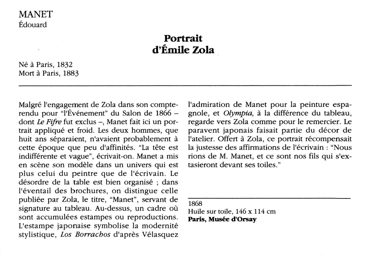 Prévisualisation du document MANET Édouard : Portrait d'Émile Zola