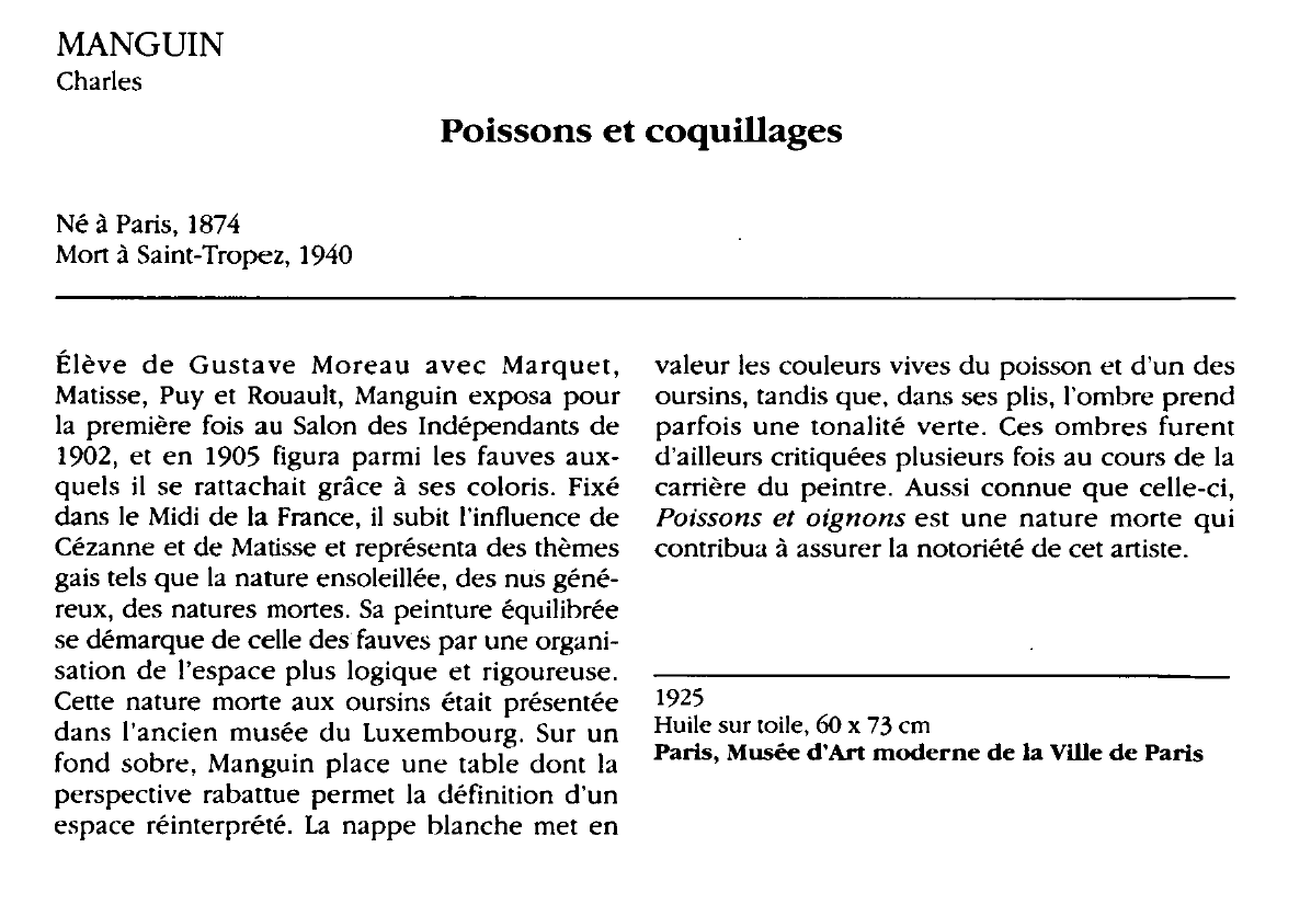 Prévisualisation du document MANGUIN Charles : Poissons et coquillages