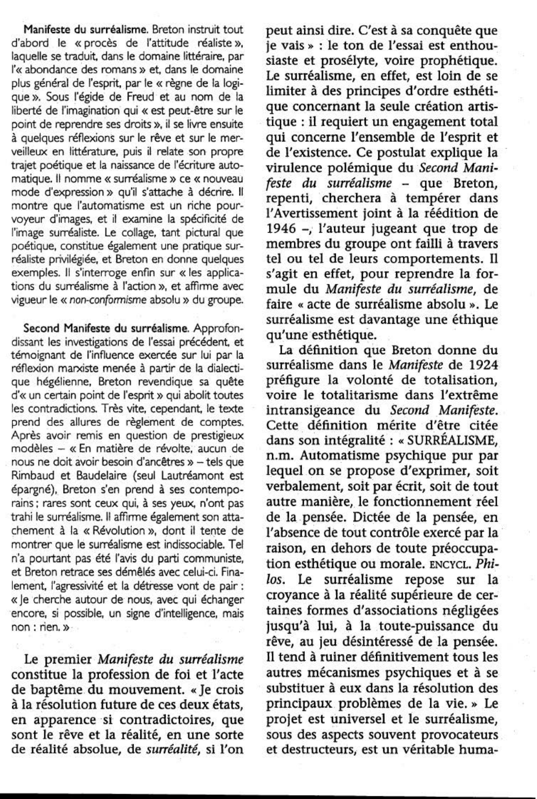 Prévisualisation du document Manifestes du surréalisme.    Essais d'André Breton (résumé de l'oeuvre & analyse détaillée)