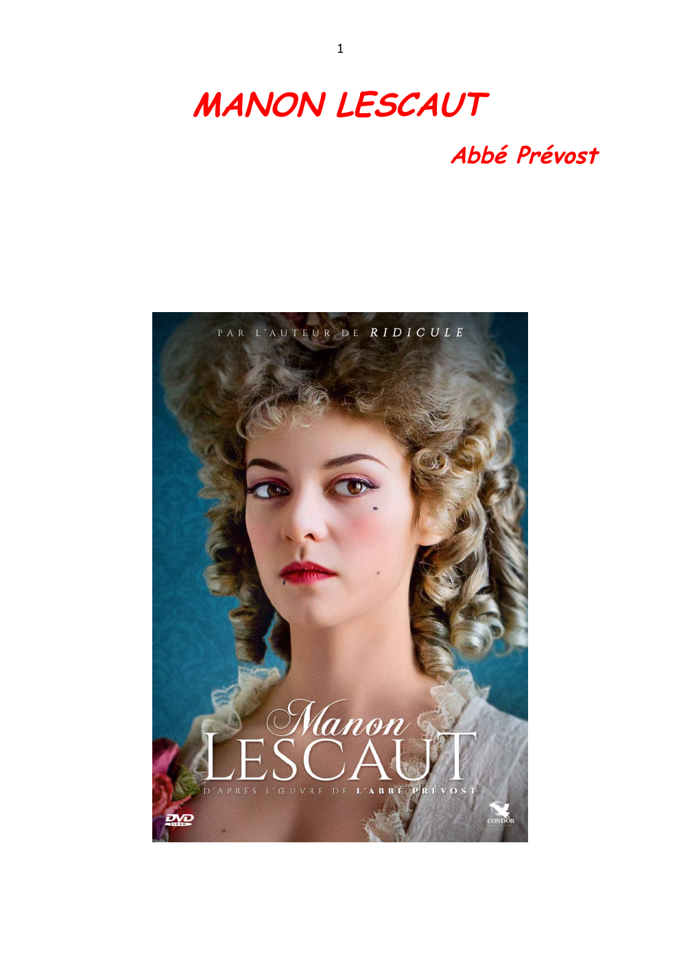 Prévisualisation du document Manon Lescaut