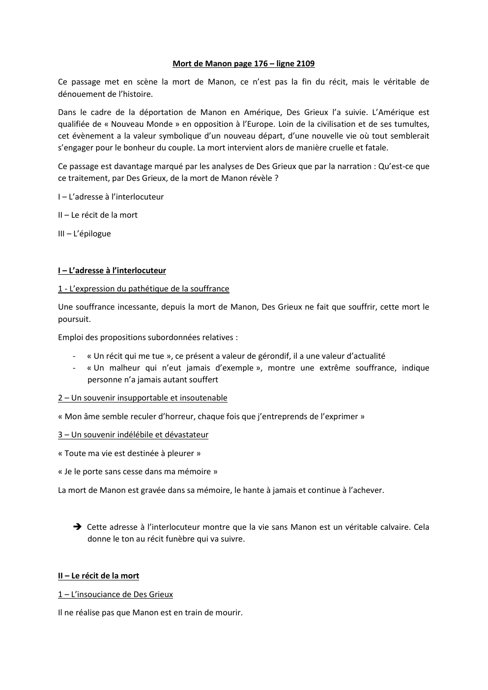 Prévisualisation du document Manon Lescaut - Mort de Manon