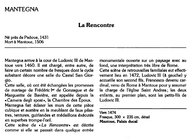 Prévisualisation du document MANTEGNA:La Rencontre (analyse du tableau).