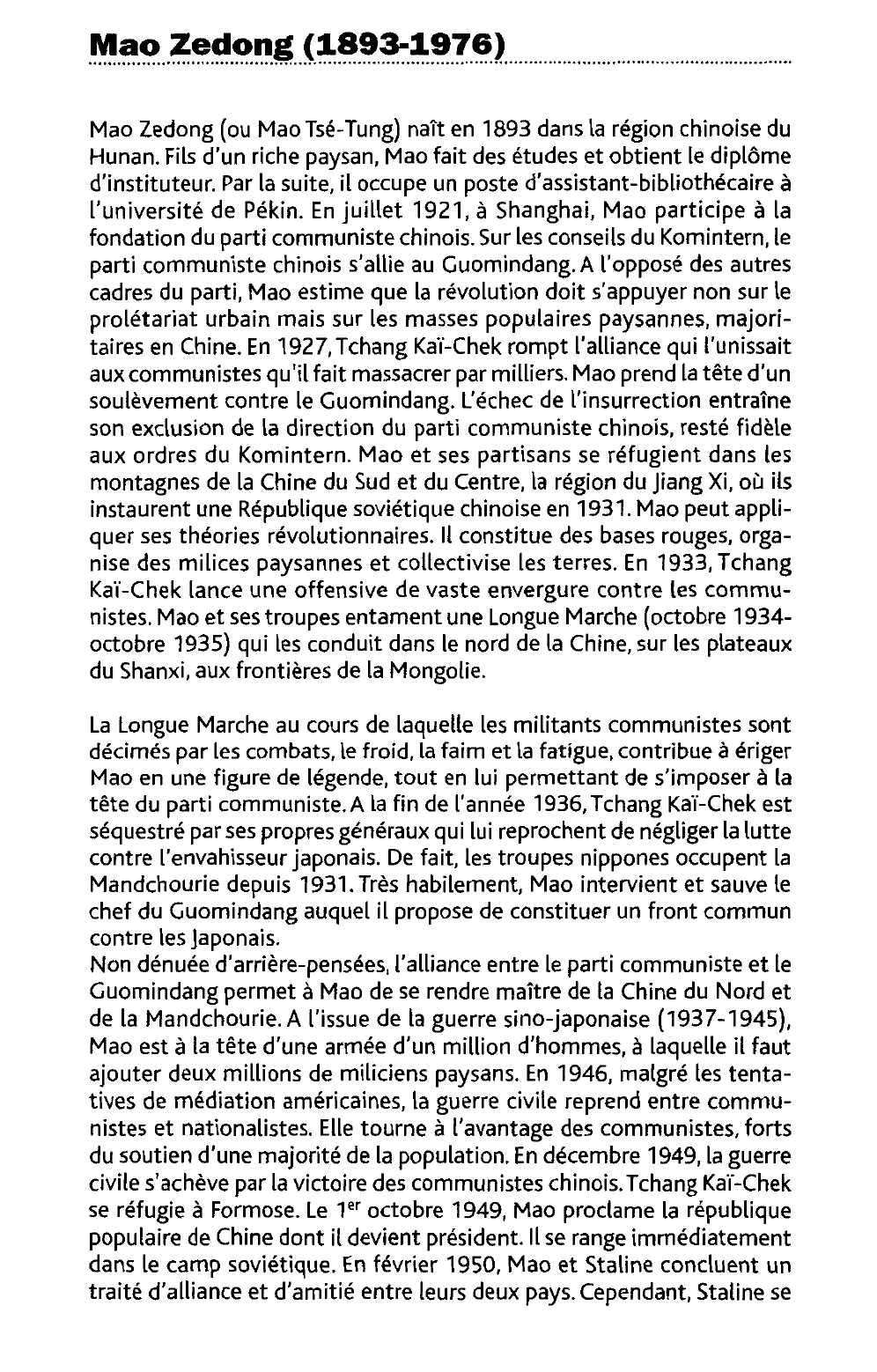 Prévisualisation du document Mao Zedong