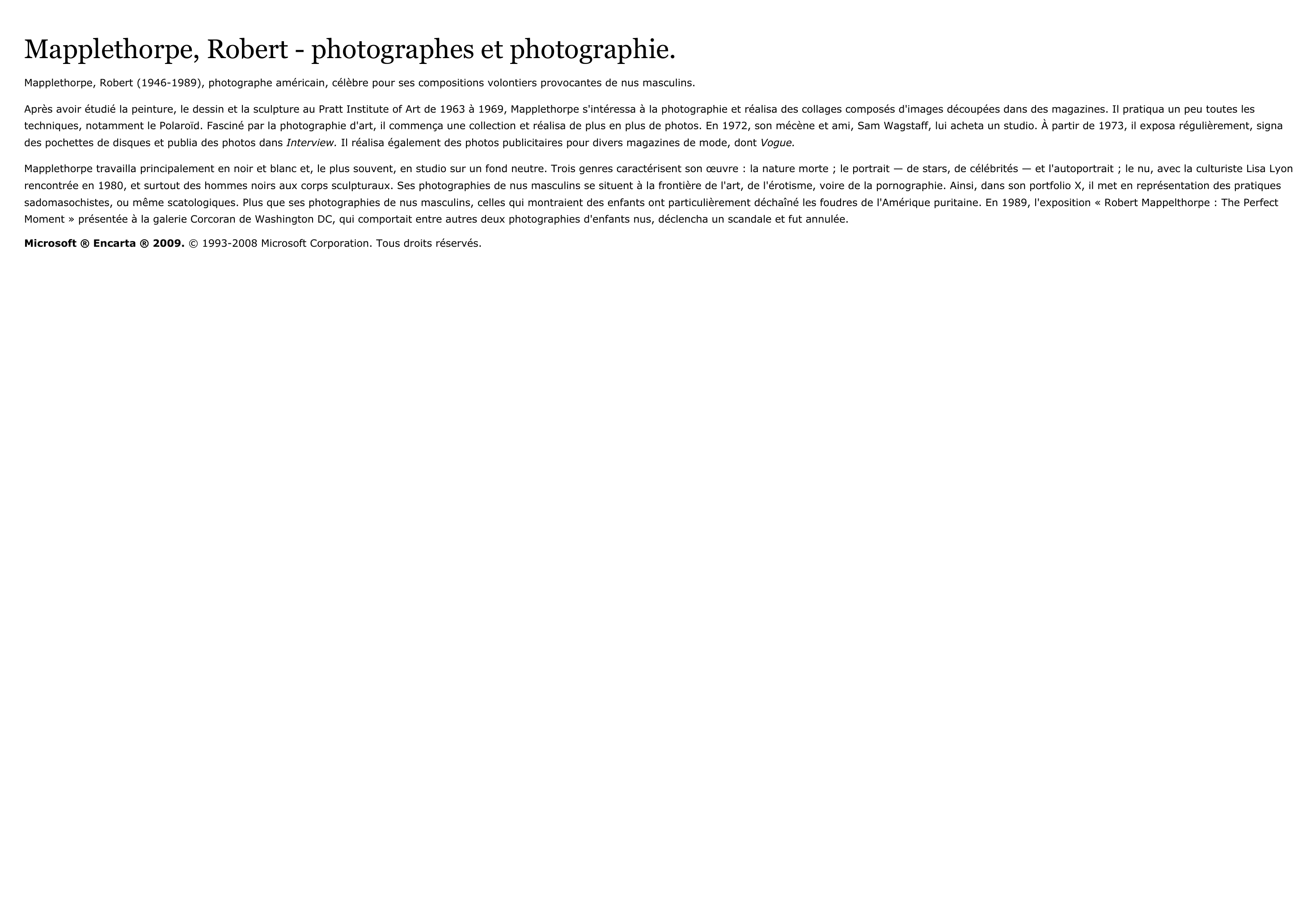 Prévisualisation du document Mapplethorpe Robert