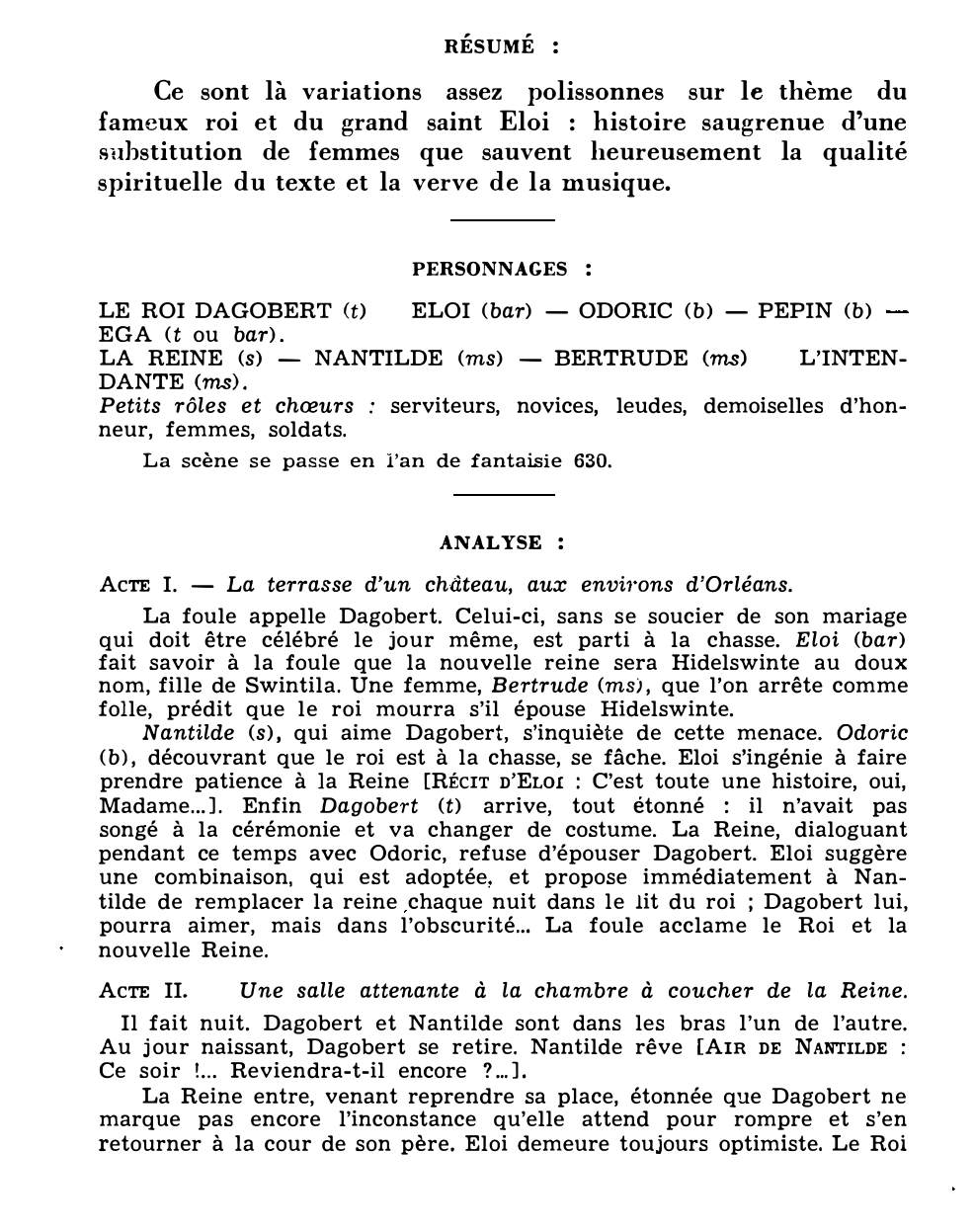 Prévisualisation du document Marcel-Samuel ROUSSEAU: LE BON ROI DAGOBERT (résumé et analyse de l’œuvre – Répertoire lyrique)