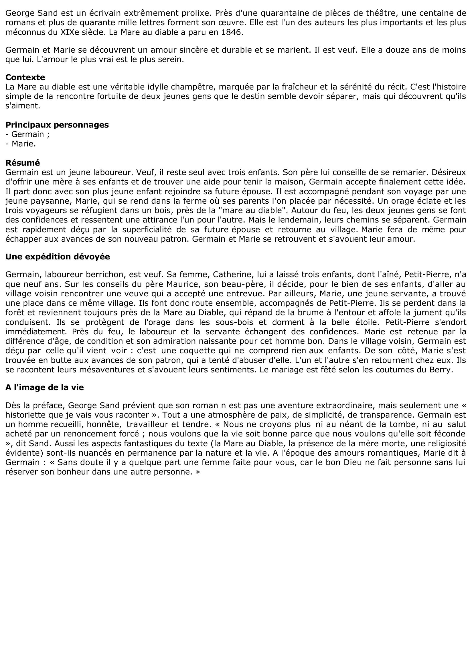 Prévisualisation du document MARE AU DIABLE (La) de George Sand (résumé)