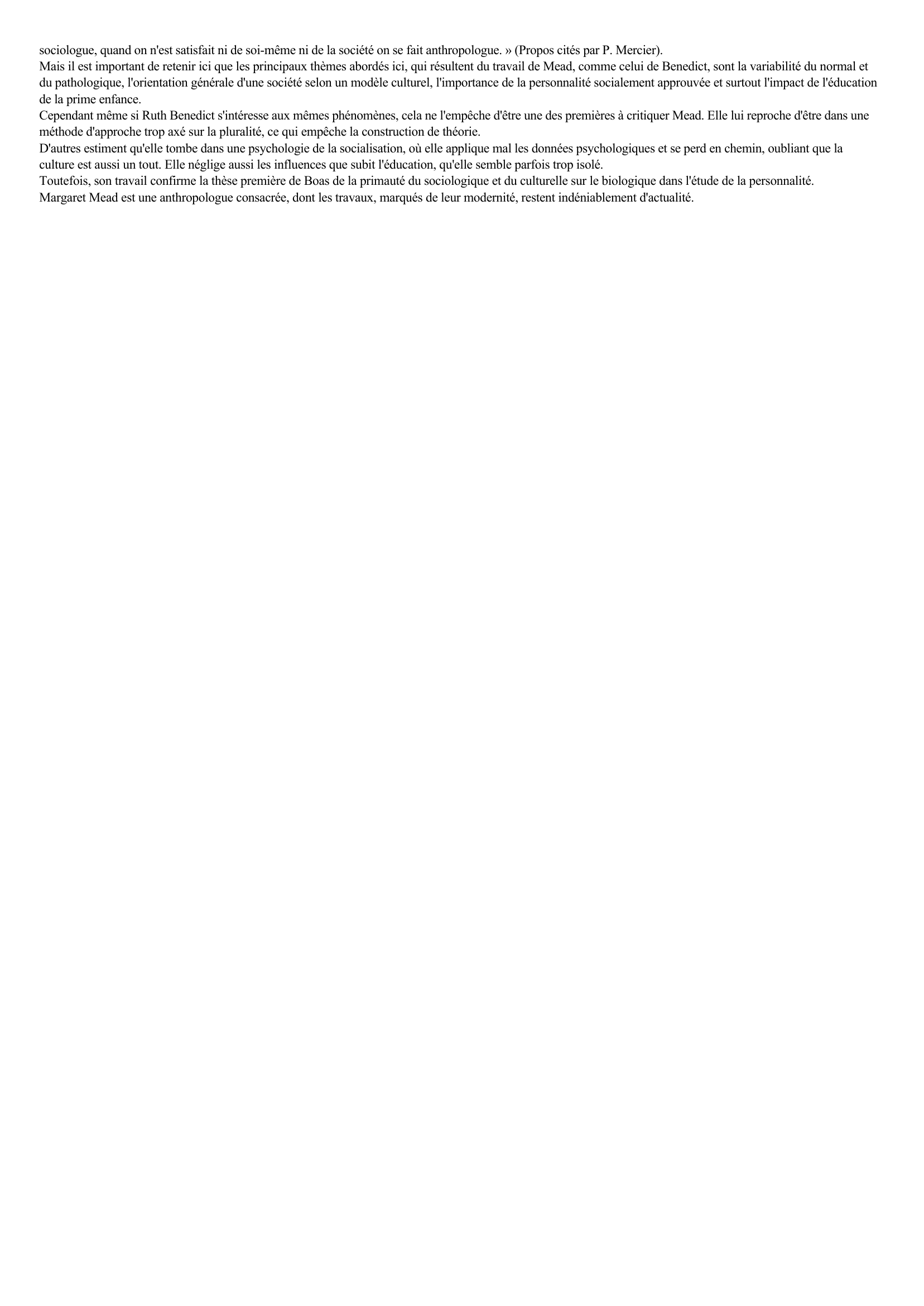 Prévisualisation du document Margaret Mead Extrait Mœurs Et Sexualité En Océanie Livre I : Trois Sociétés Primitives De Nouvelle-Guinée Chapitre IV : La Prime Enfance : Formation Du Caractère
