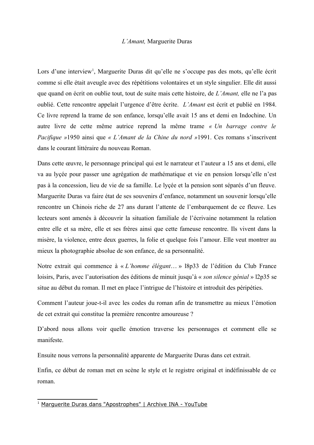 Prévisualisation du document Marguerite Duras L'Amant: L'homme élégant...