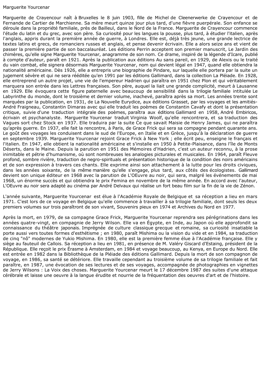 Prévisualisation du document Marguerite Yourcenar