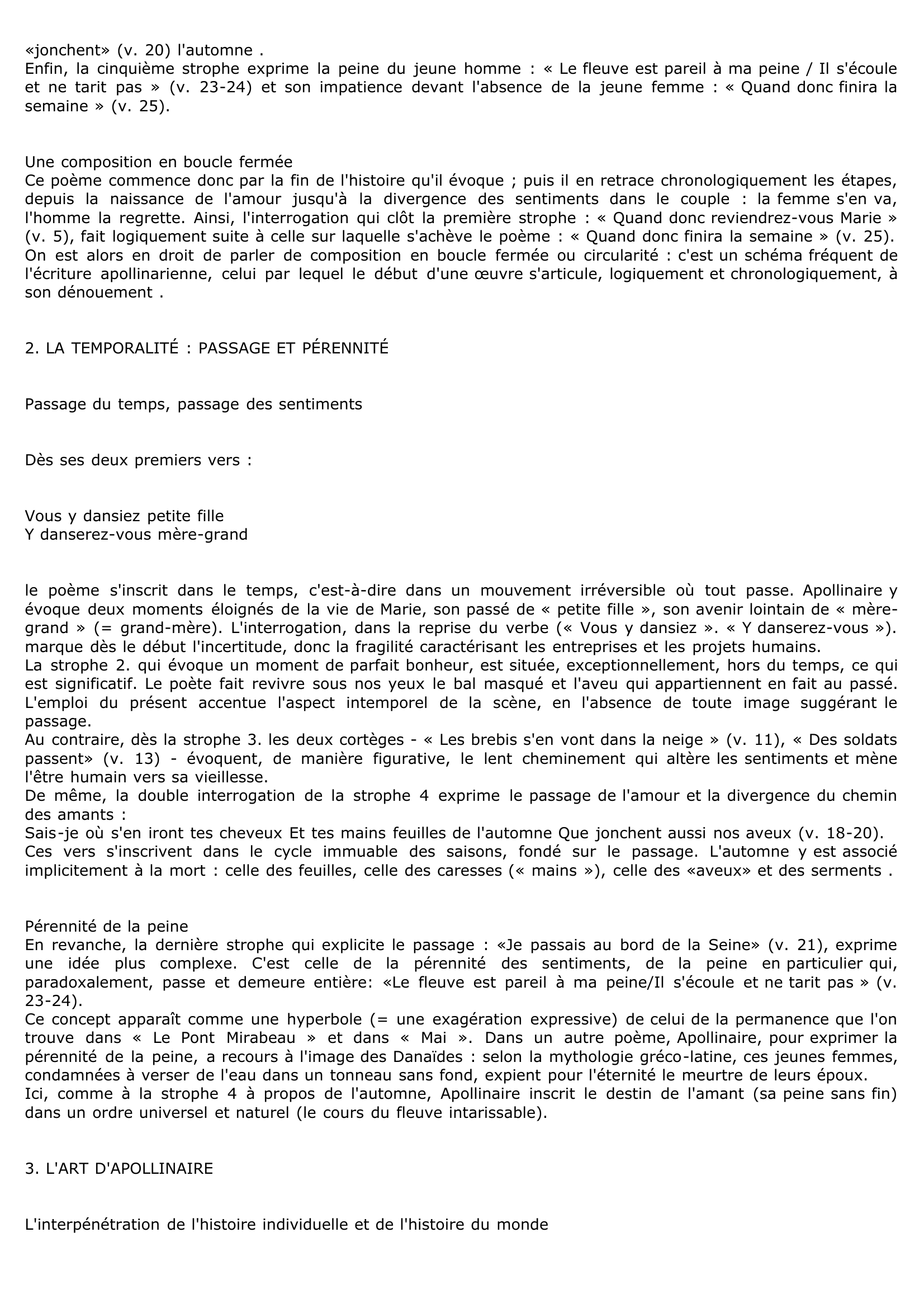 Prévisualisation du document Marie - Apollinaire - LECTURE MÉTHODIQUE
