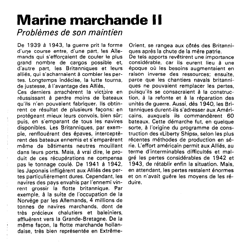 Prévisualisation du document Marine marchande :
Ravitaillement de la Grande-Bretagne.