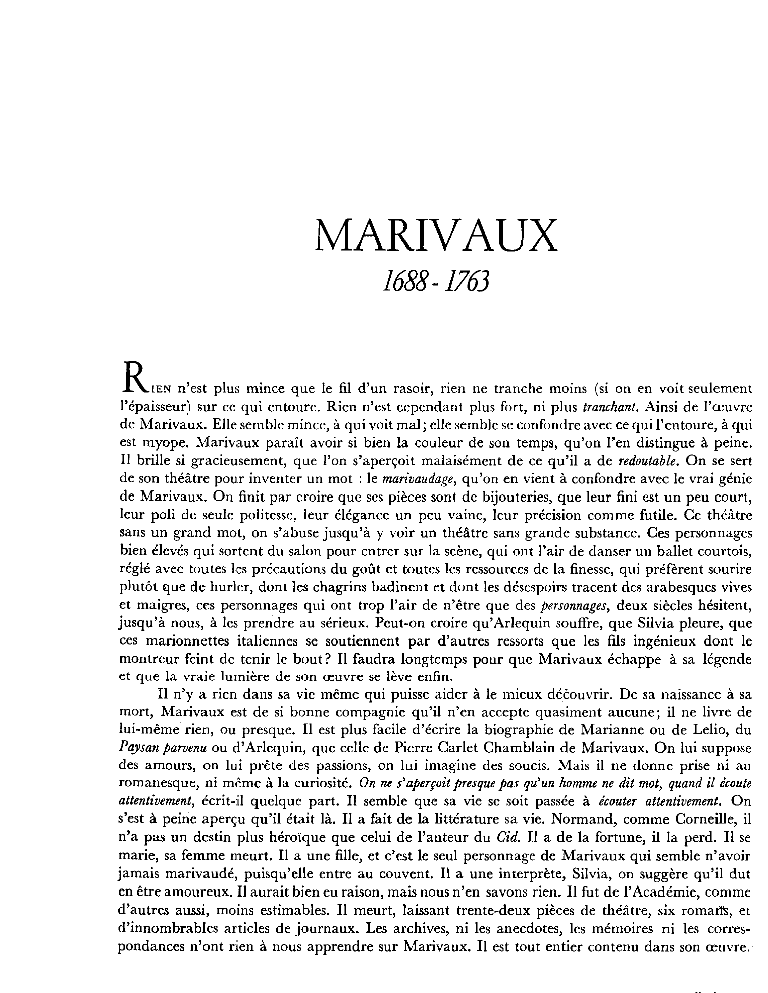 Prévisualisation du document MARIVAUX (chronologie)