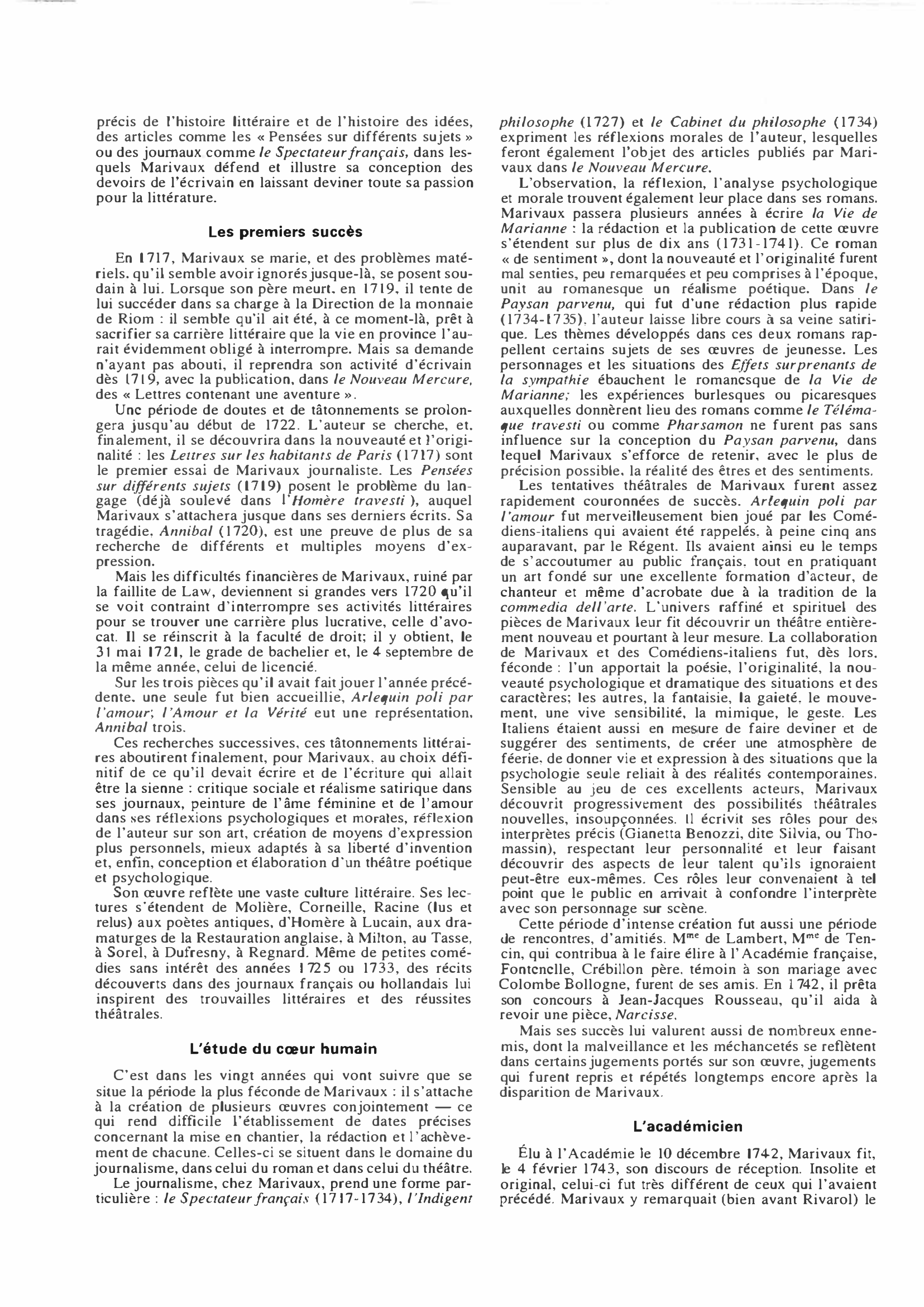 Prévisualisation du document MARIVAUX, Pierre Carlet de Chamblain de : sa vie et son oeuvre