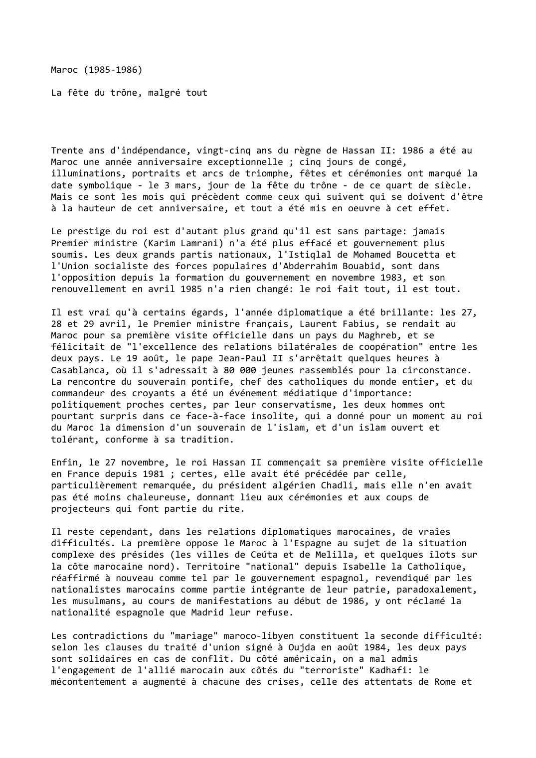 Prévisualisation du document Maroc (1985-1986)