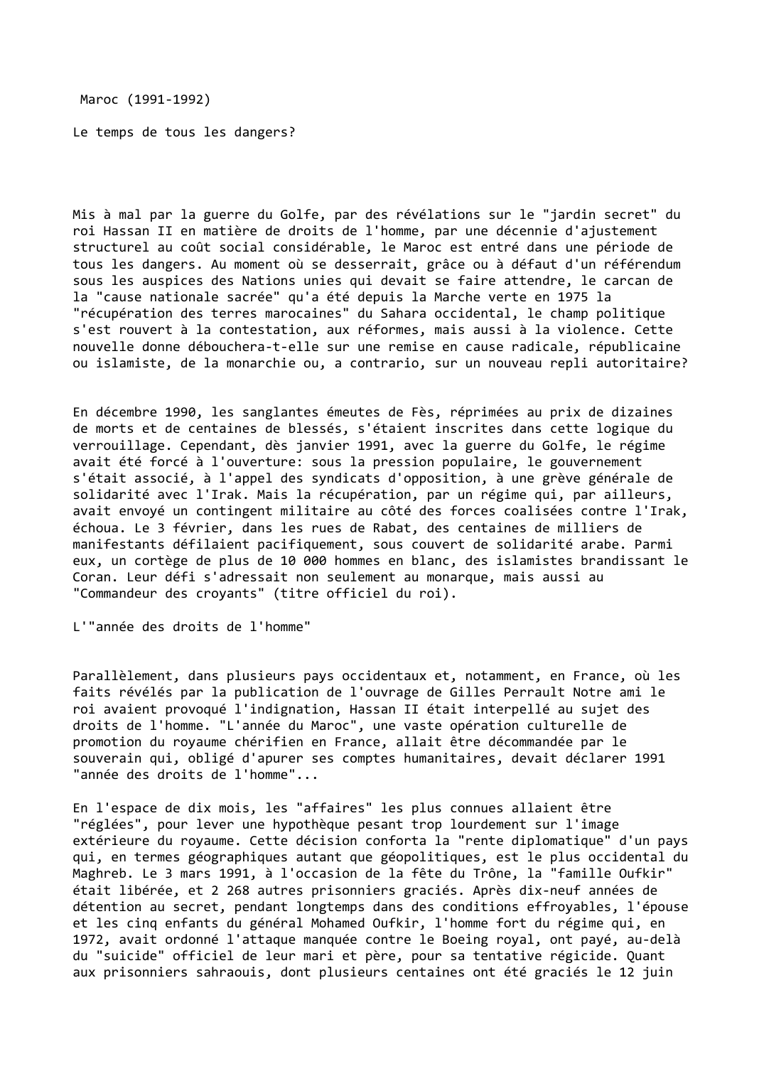 Prévisualisation du document Maroc (1991-1992)