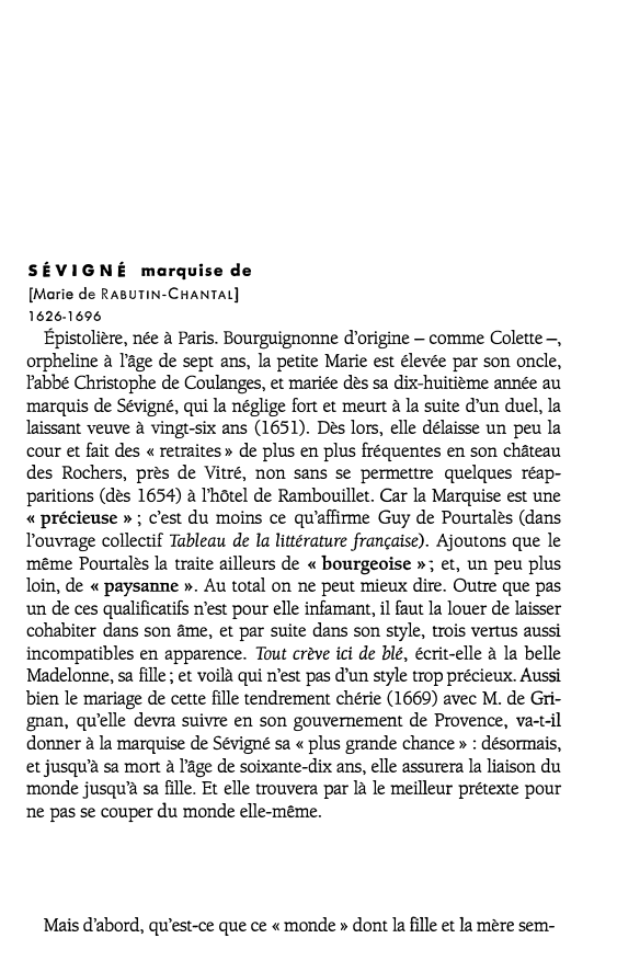 Prévisualisation du document Marquise de Sévigné