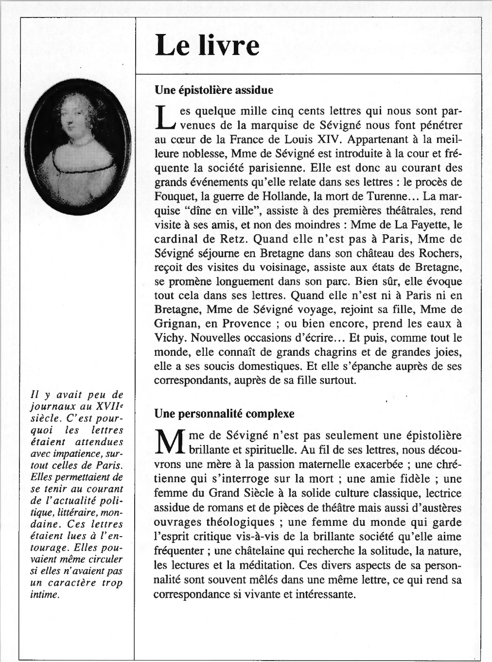Prévisualisation du document marquise de SEVIGNE : Correspondance