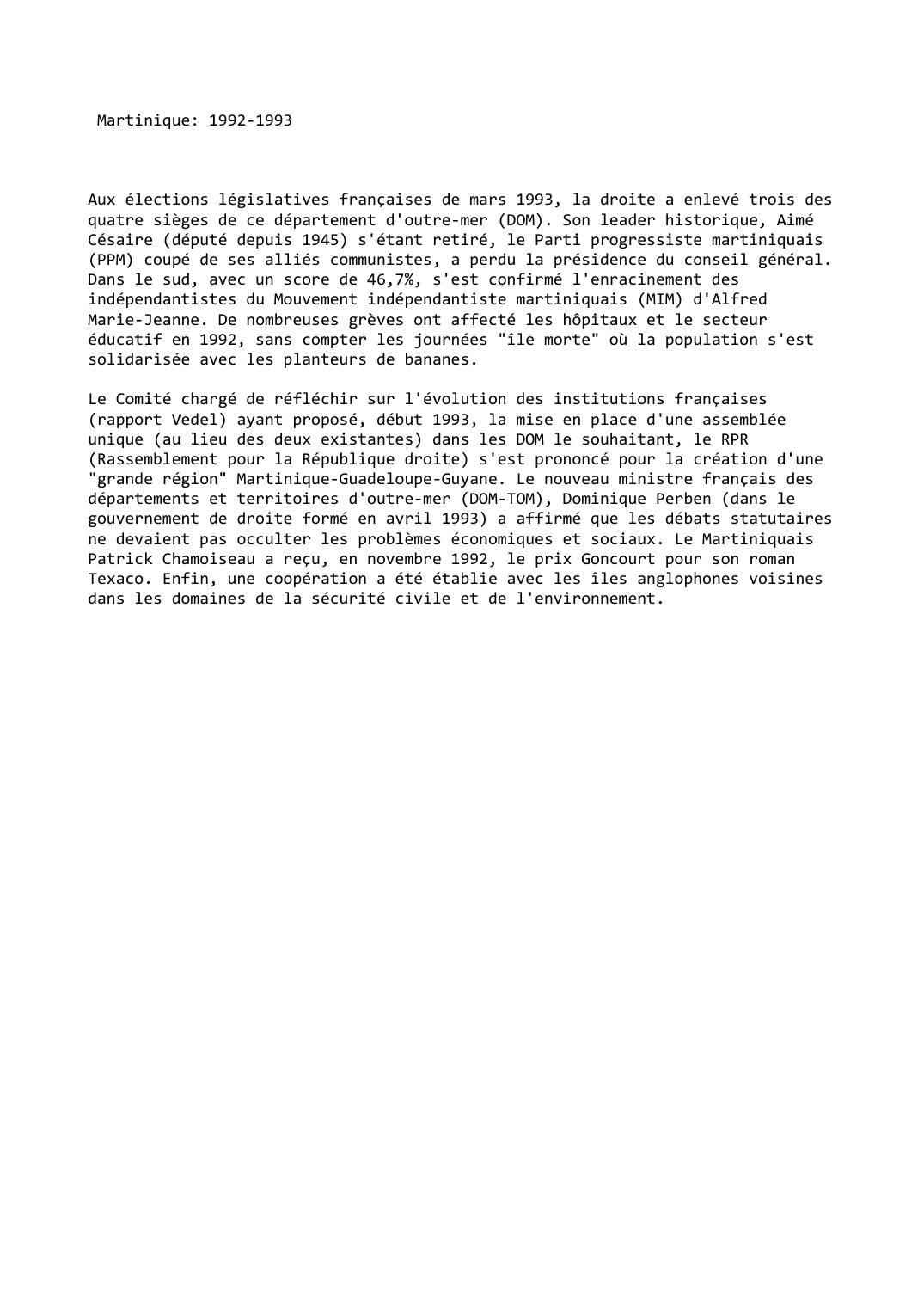 Prévisualisation du document Martinique: 1992-1993