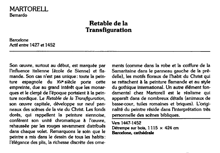 Prévisualisation du document MARTORELLBemardo:Retable de laTransfiguration (analyse du tableau).