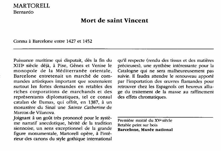 Prévisualisation du document MARTORELLBernardo:Mort de saint Vincent (analyse).