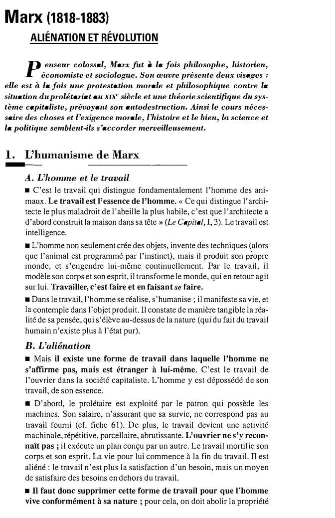 Prévisualisation du document Marx (1818-1883): ALIÉNATION ET RÉVOLUTION
