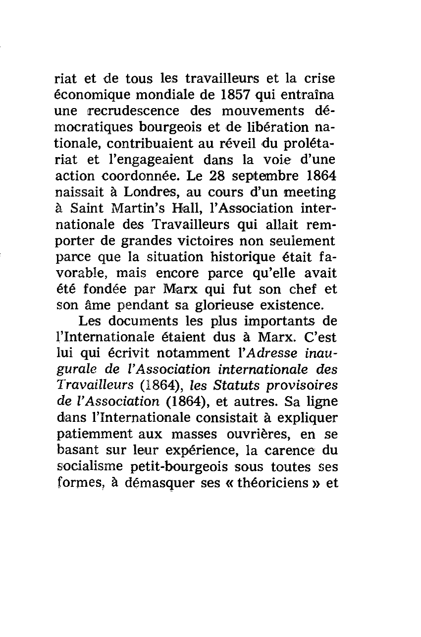 Prévisualisation du document MARX A L'EPOQUE DE LA 1re INTERNATIONALE ET DE LA COMMUNE DE PARIS