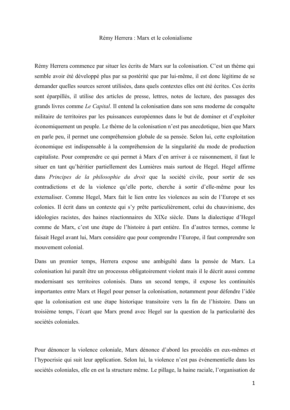 Prévisualisation du document Marx et la colonisation