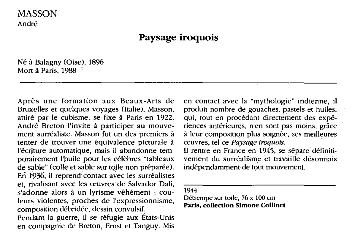 Prévisualisation du document MASSON André : Paysage iroquois
