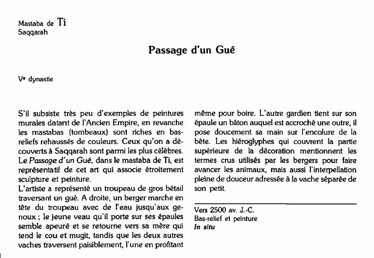 Prévisualisation du document Mastaba de Ti SaqqarahPassage d'un Gué (analyse).