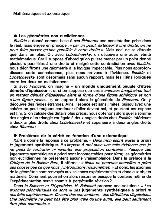 Prévisualisation du document Mathématiques et axiomatique

• 1.,es géométries non euclidiennes

Euclide a donné comme base à ses Éléments une constatation prise dans...