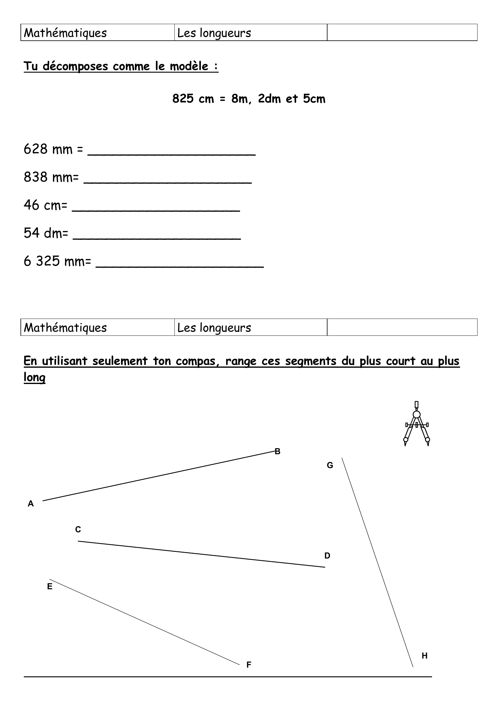 Prévisualisation du document Mathématiques

Les longueurs

Tu écris les longueurs suivantes en mètres :

2km 9hm