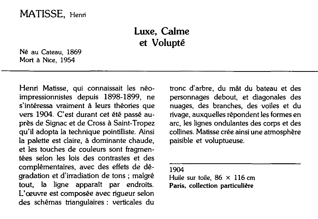 Prévisualisation du document MATISSE, Henri : Luxe, Calme et Volupté