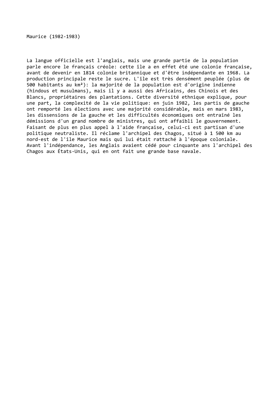 Prévisualisation du document Maurice (1982-1983)