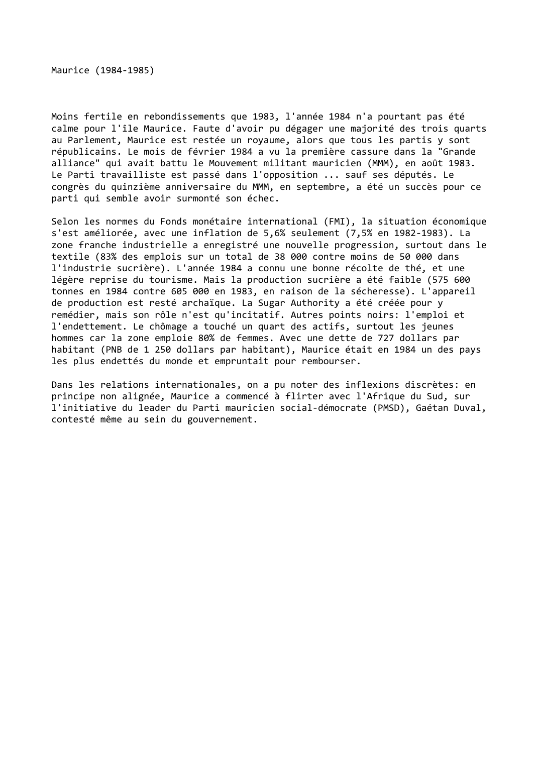 Prévisualisation du document Maurice (1984-1985)