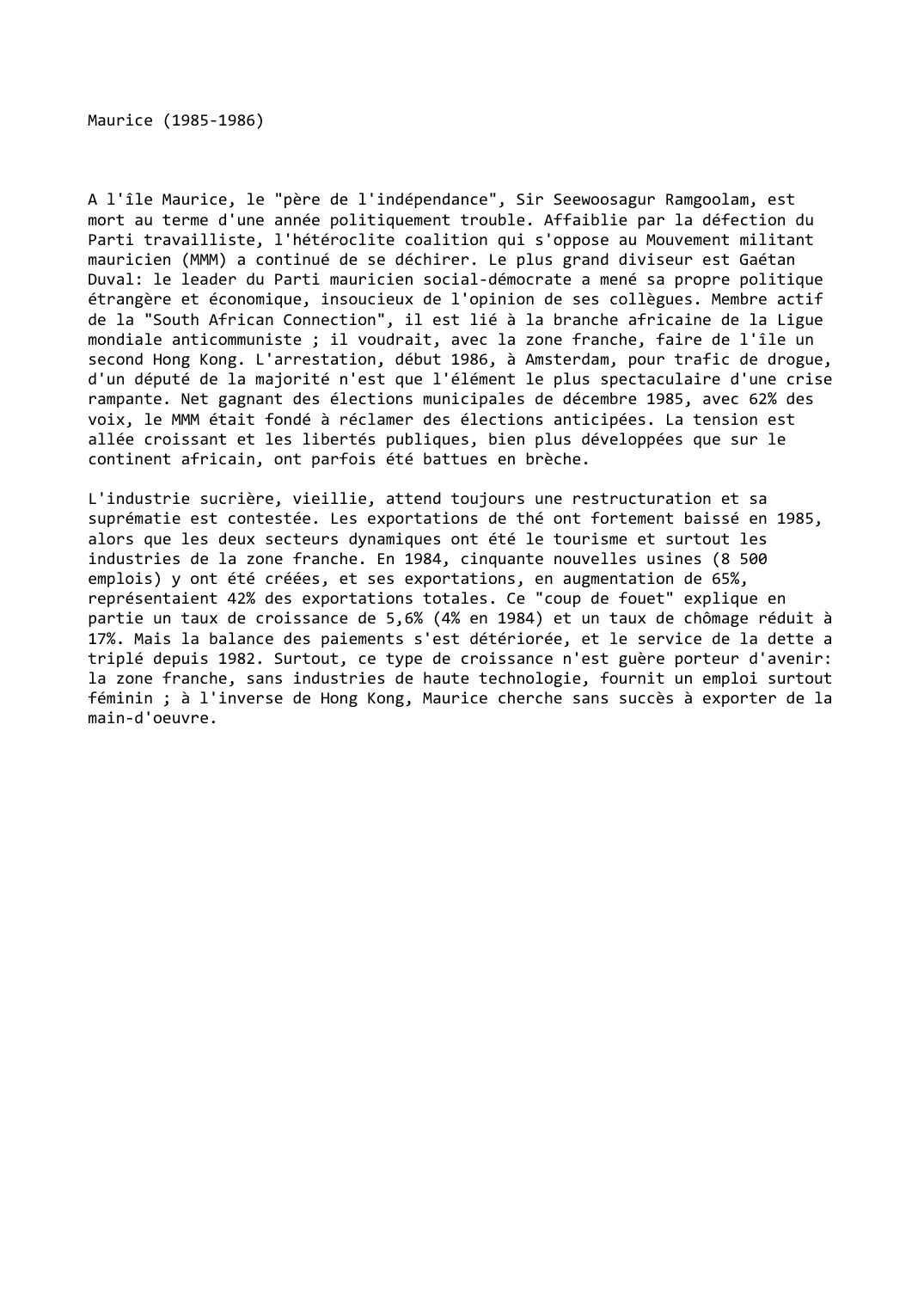 Prévisualisation du document Maurice (1985-1986)