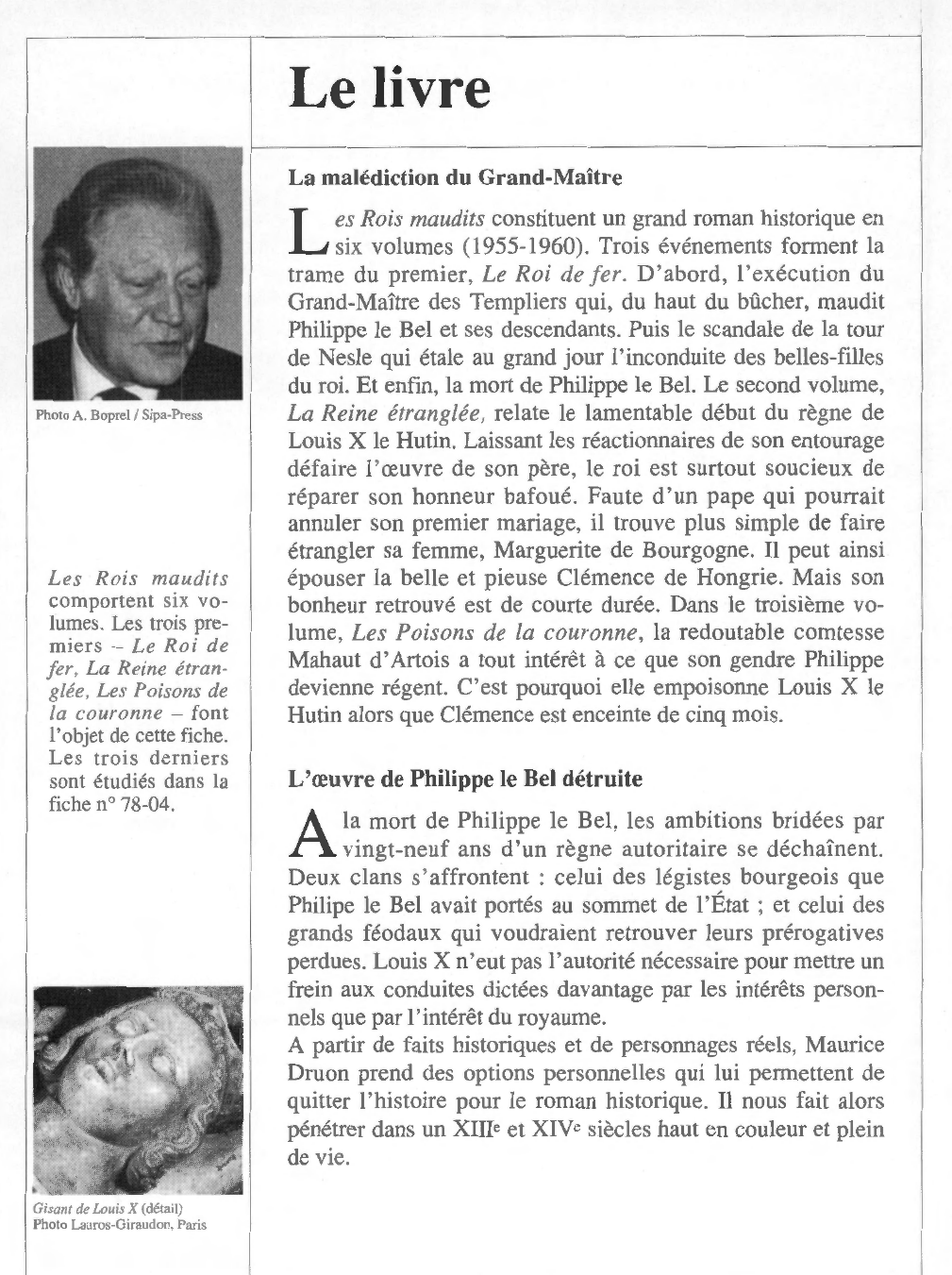 Prévisualisation du document Maurice DRUON : Les Rois maudits (I)