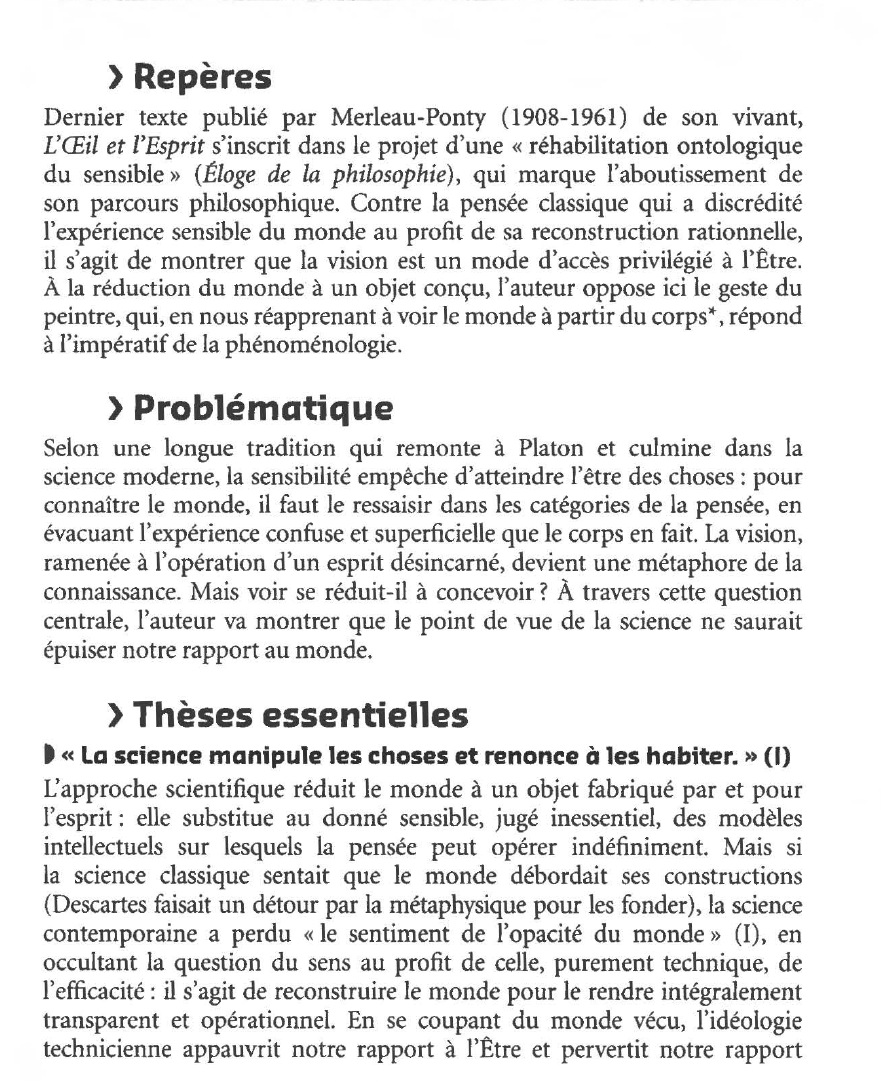 Prévisualisation du document MAURICE MERLEAU-PONTY : L'OEIL ET L'ESPRIT (Résumé & Analyse)