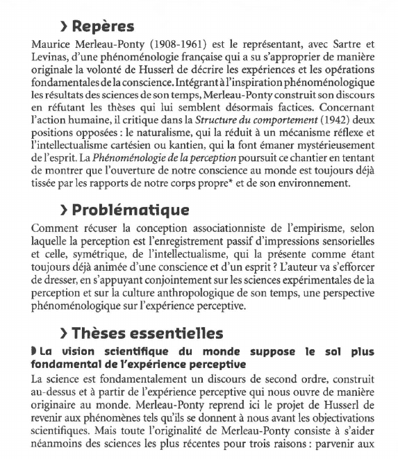 Prévisualisation du document MAURICE MERLEAU-PONTY : PHENOMENOLOGIE DE LA PERCEPTION (Résumé & Analyse)