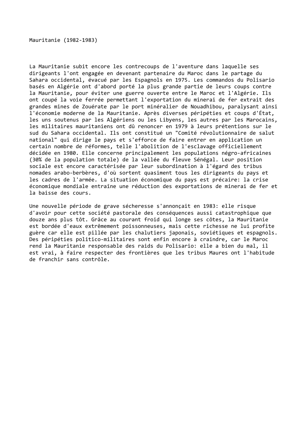 Prévisualisation du document Mauritanie (1982-1983)