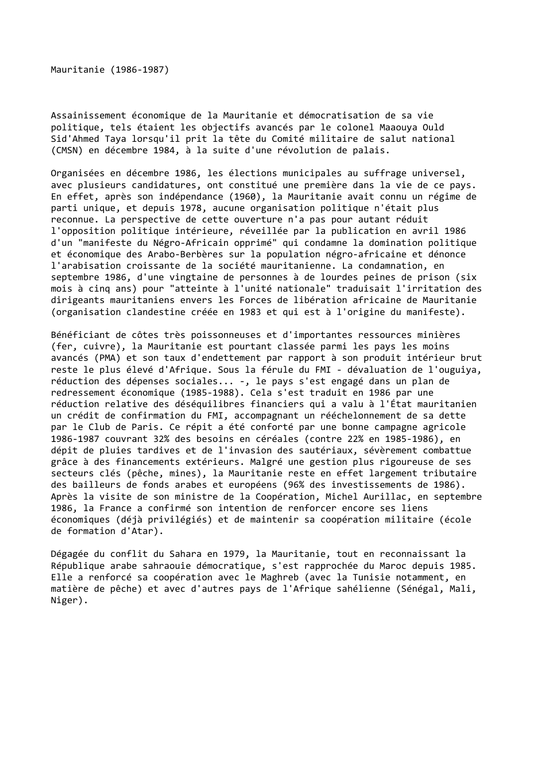Prévisualisation du document Mauritanie (1986-1987)