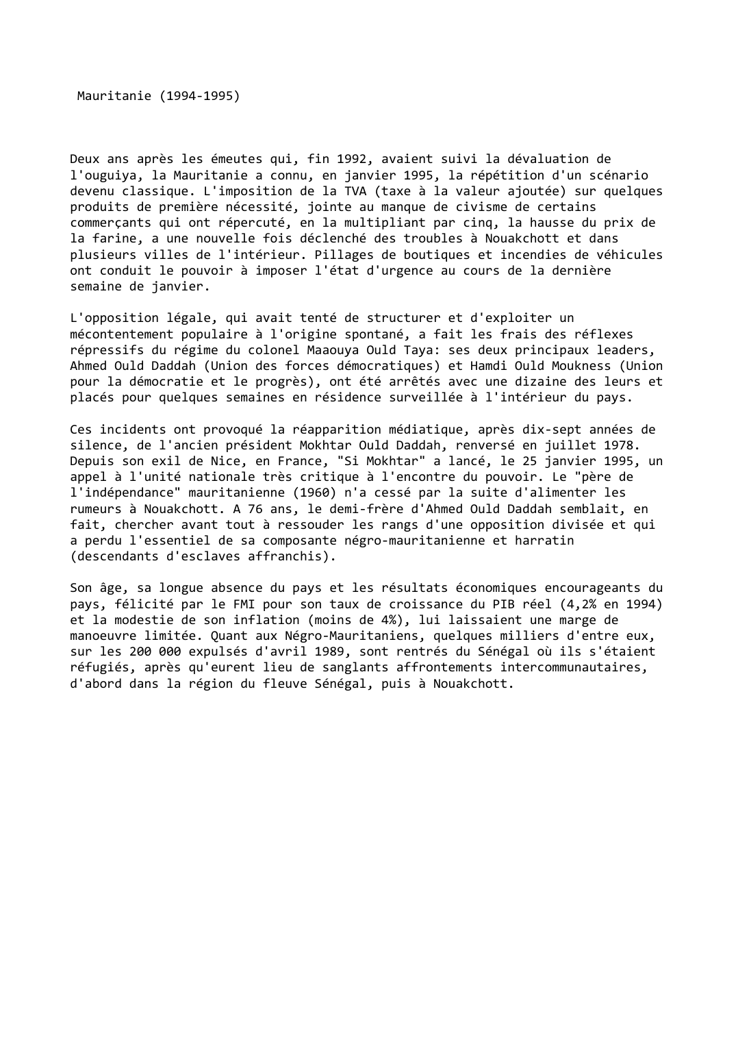 Prévisualisation du document Mauritanie (1994-1995)