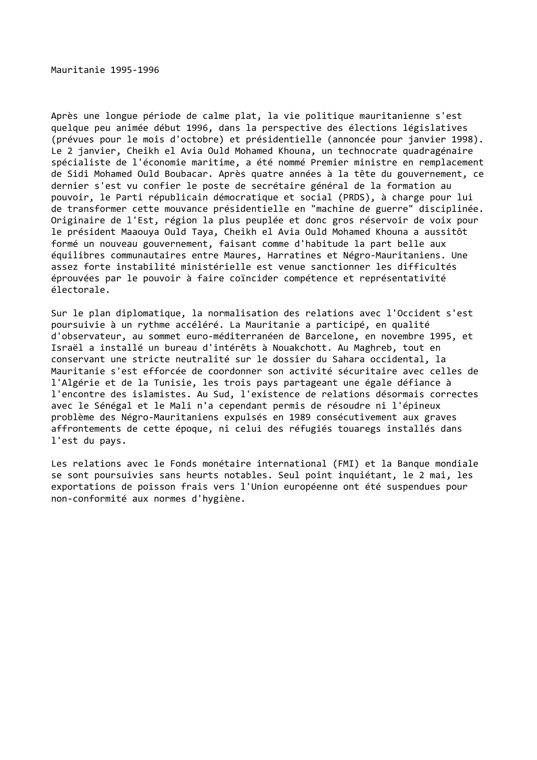 Prévisualisation du document Mauritanie 1995-1996