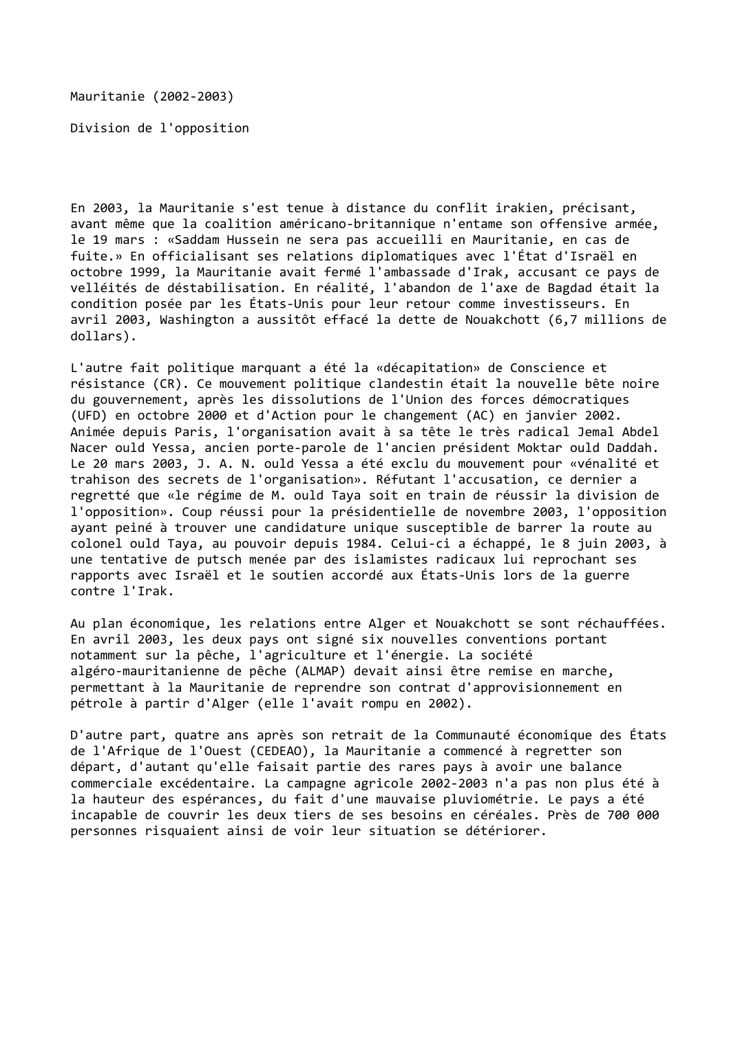 Prévisualisation du document Mauritanie (2002-2003)

Division de l'opposition
