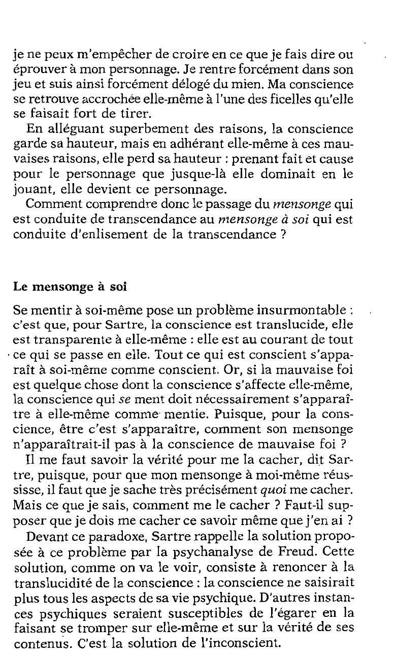 Prévisualisation du document Mauvaise foi et mensonge dans L'Etre et le Néant - 1re partie, chapitre II - Sartre (commentaire)