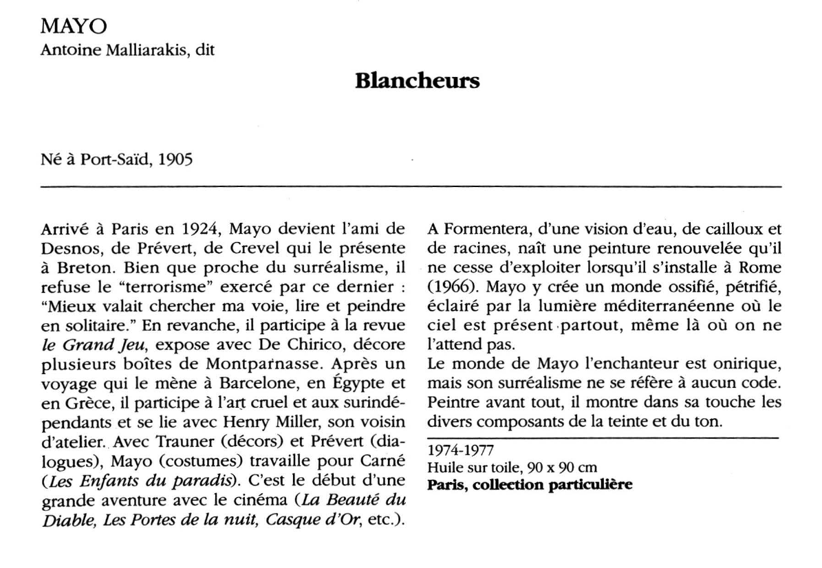 Prévisualisation du document MAYO Antoine Malliarakis, dit : Blancheurs