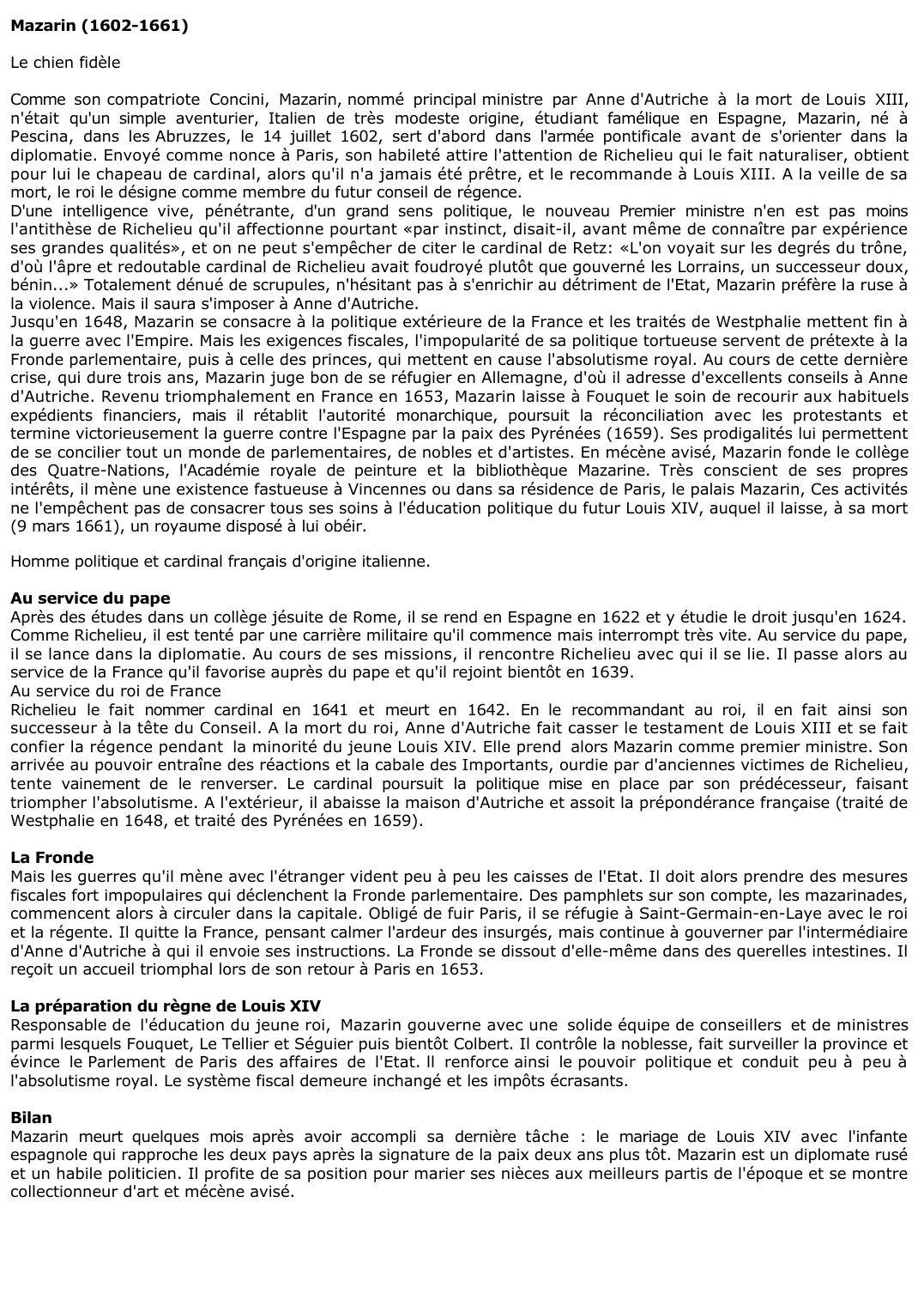 Prévisualisation du document Mazarin