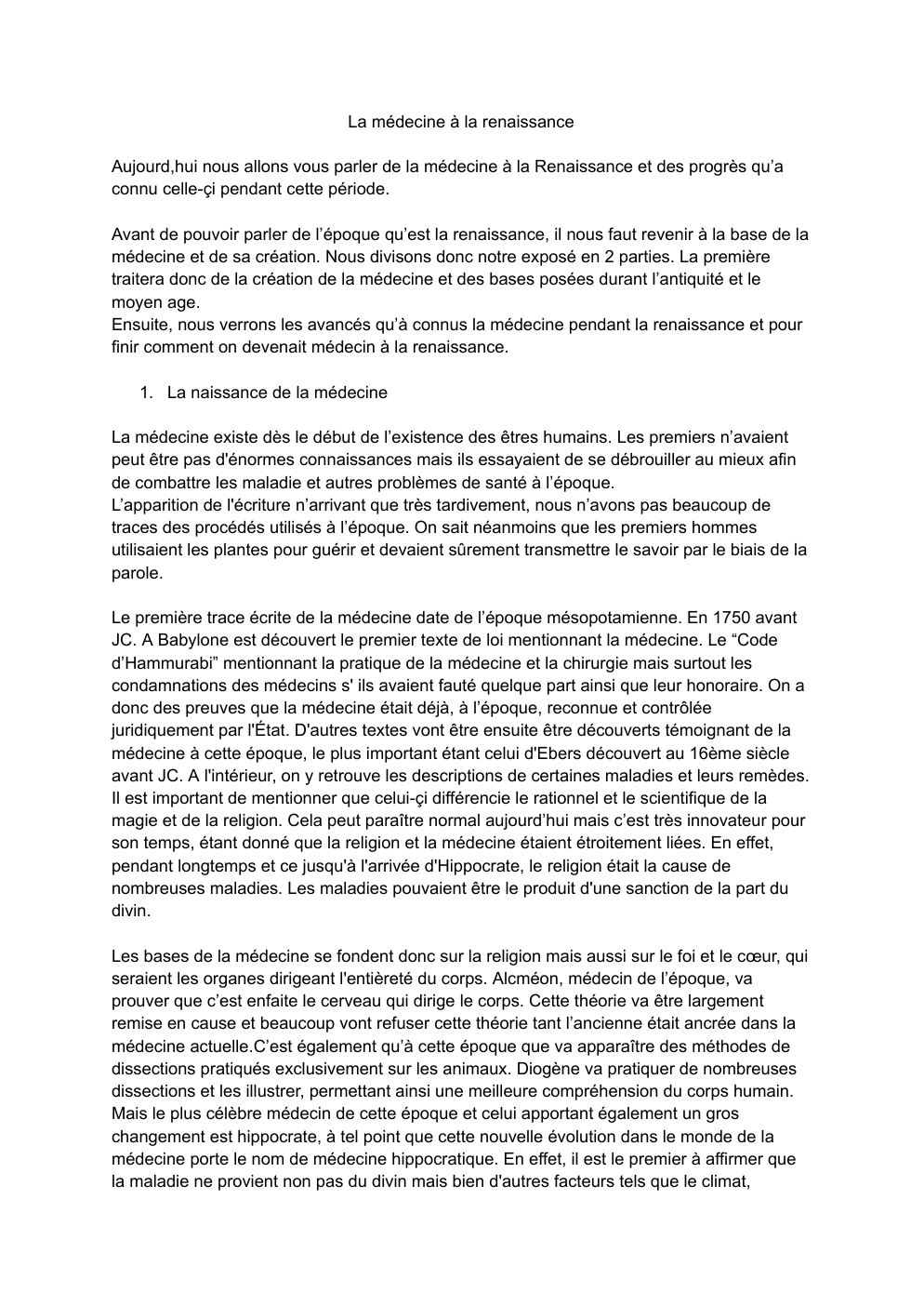 Prévisualisation du document Médecine à la renaissance