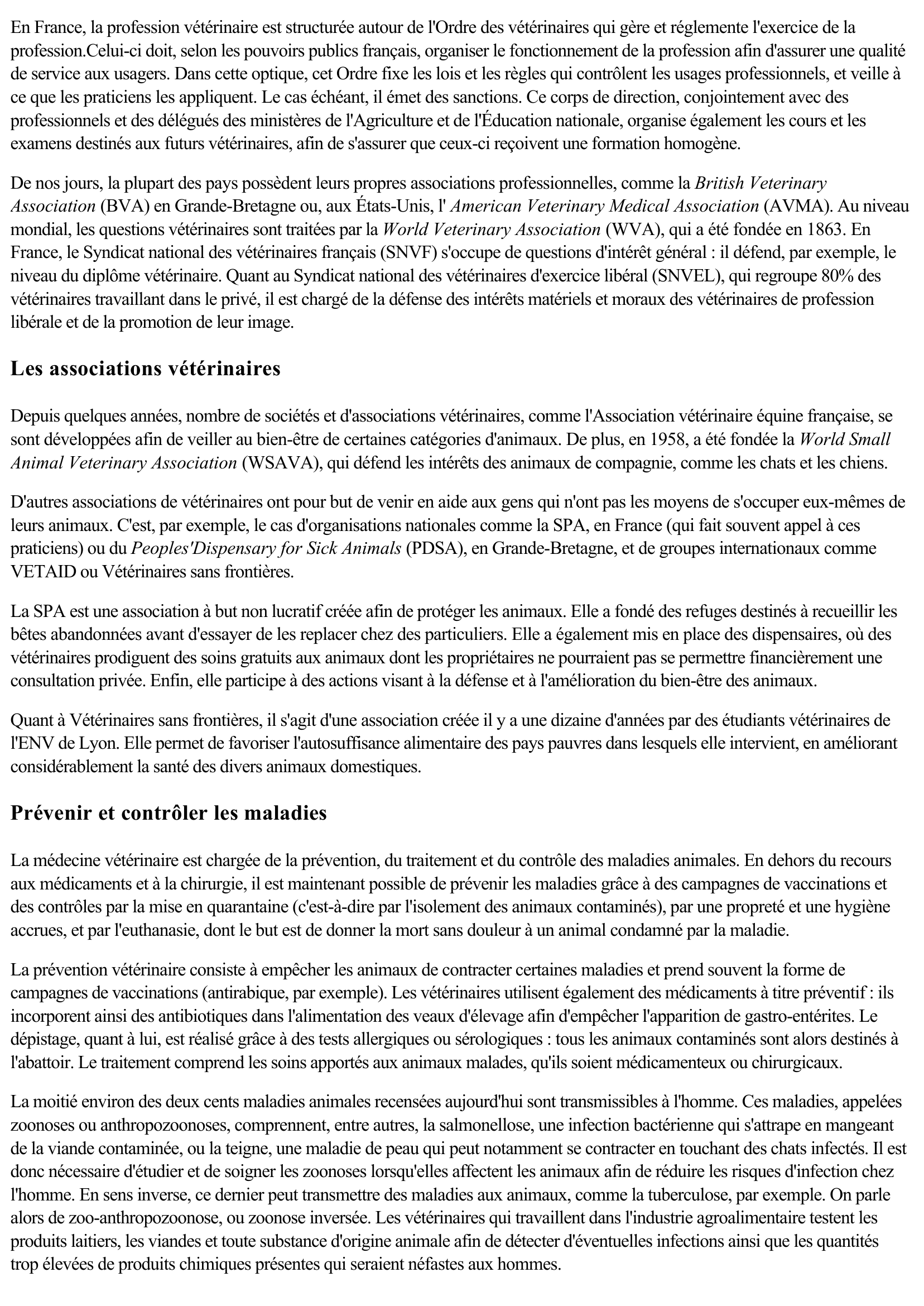 Prévisualisation du document Médecine: La médecine vétérinaire