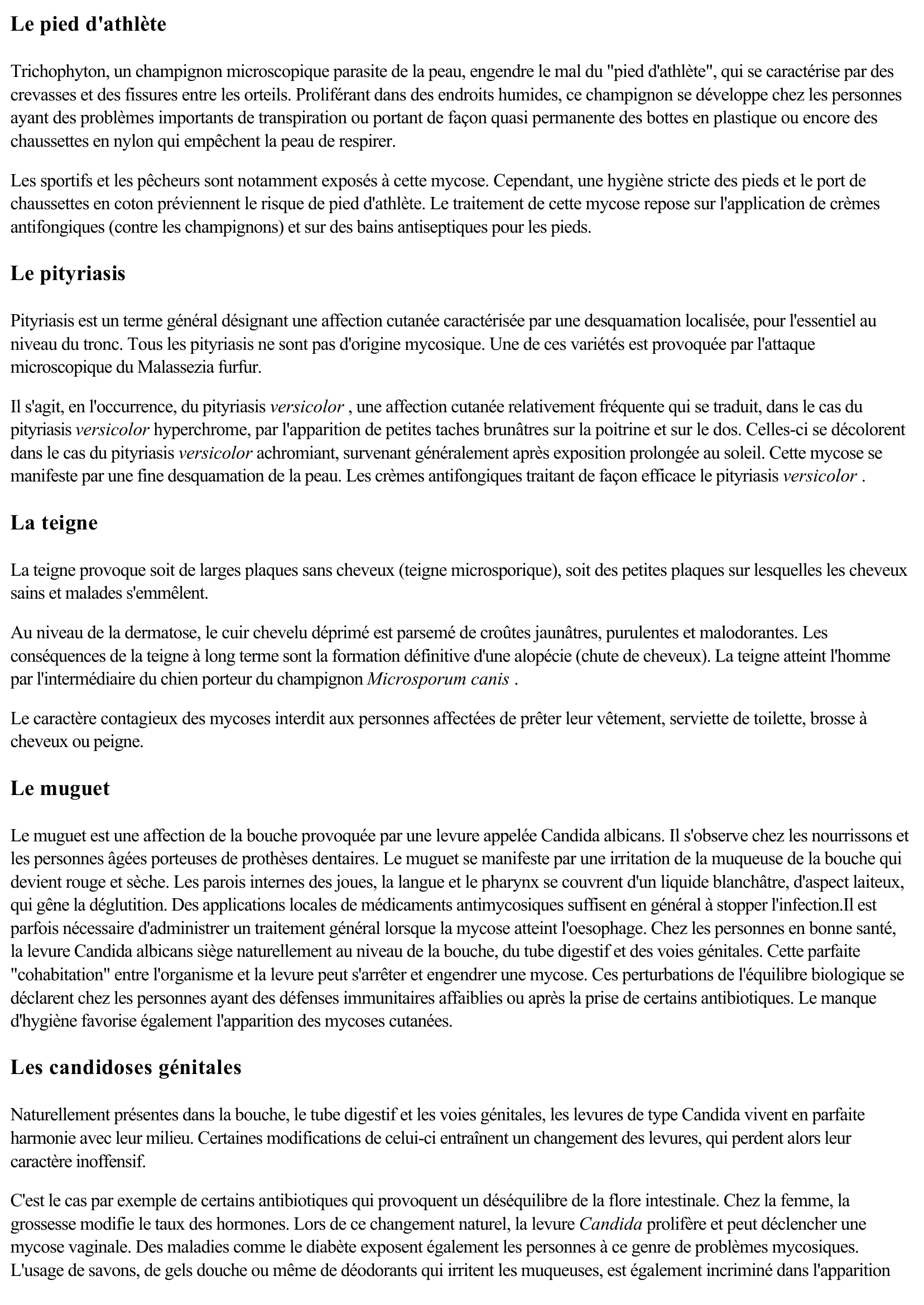 Prévisualisation du document Médecine: Les mycoses